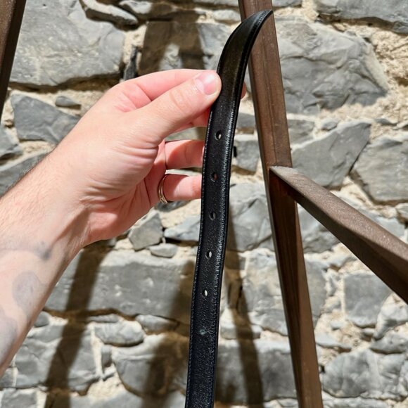 Saint Laurent Black Leather YSL Monogram Cassandre Thin Belt - Picture 5 of 13